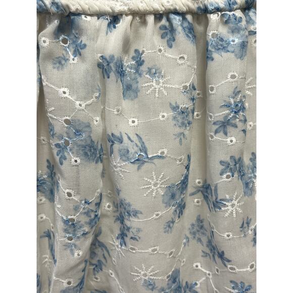 Altar 'D State Women's Embroidered Floral Top Crop Smocked Balloon Sleeve Large - Picture 9 of 16